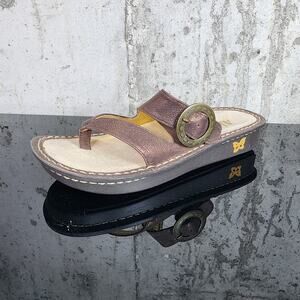 Alegria Viki Leather Sandals Brown Buckle Comfort Slide Size 36 (US size 6)